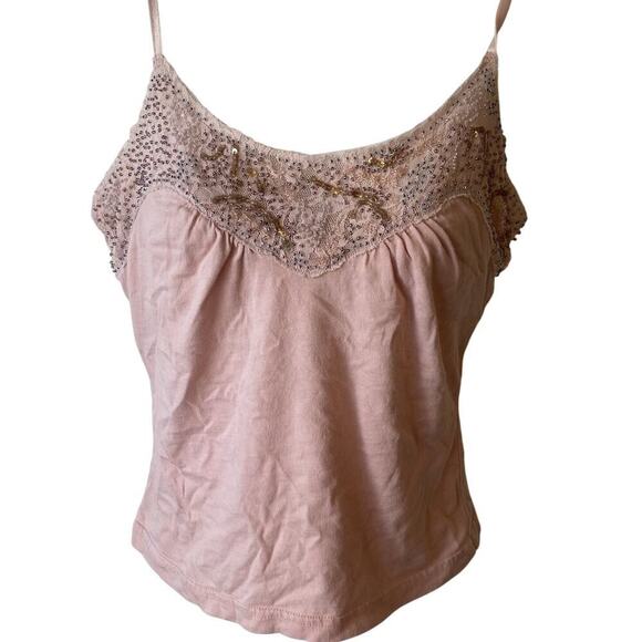 VTG Expess Women S Cami Built-In Bra Cotton Tank Top Adjustable Strap Pink Sexy - Picture 1 of 7
